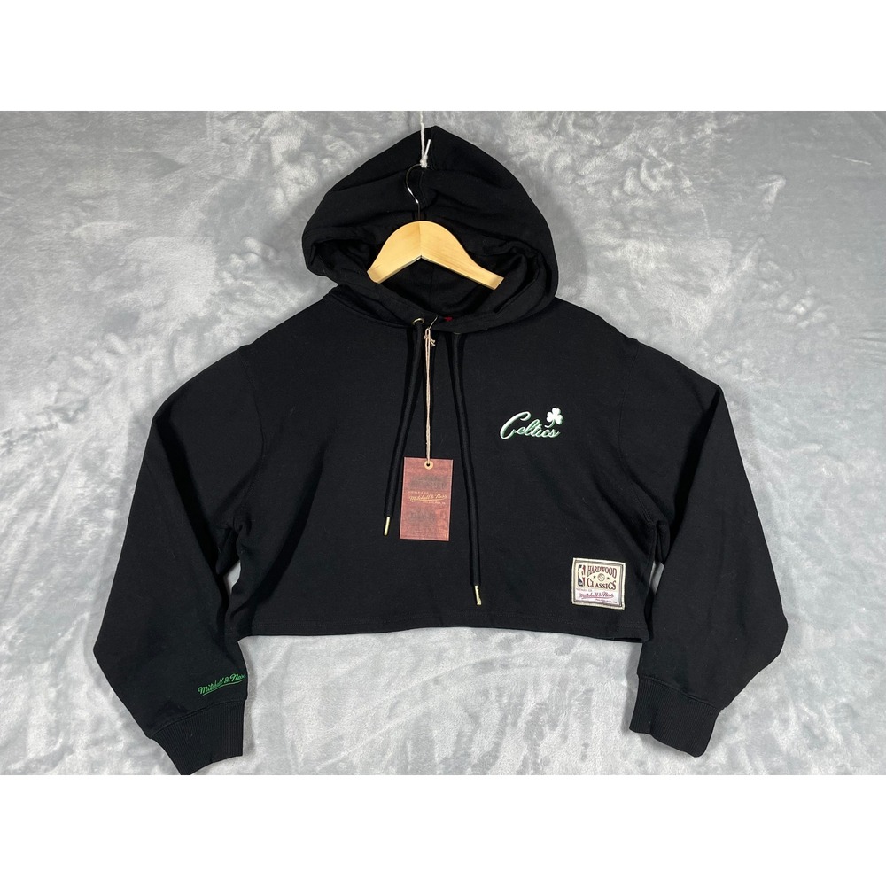 Mitchell & Ness Boston Celtics Womens Cropped Hoodie Black XL NEW